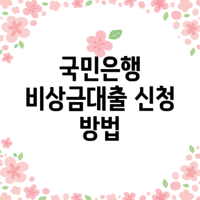 국민은행 비상금대출 신청 방법