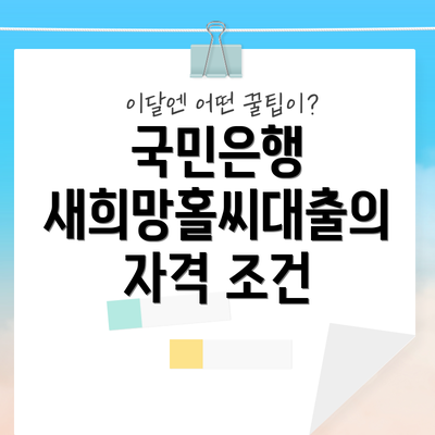 국민은행 새희망홀씨대출의 자격 조건