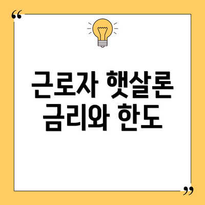 근로자 햇살론 금리와 한도