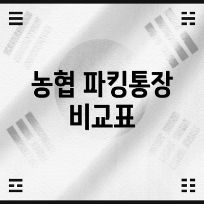 농협 파킹통장 비교표