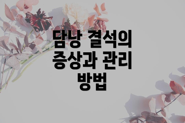 담낭 결석의 증상과 관리 방법