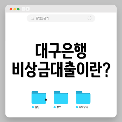 대구은행 비상금대출이란?