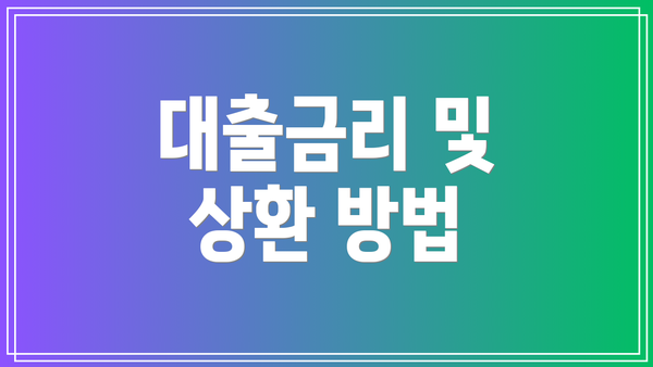 대출금리 및 상환 방법
