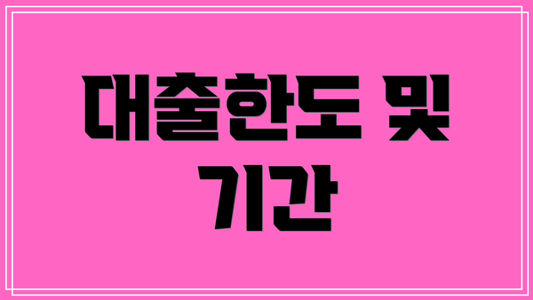 대출한도 및 기간