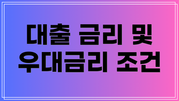 대출 금리 및 우대금리 조건