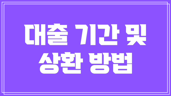 대출 기간 및 상환 방법