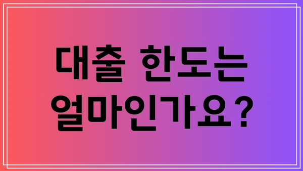 대출 한도는 얼마인가요?