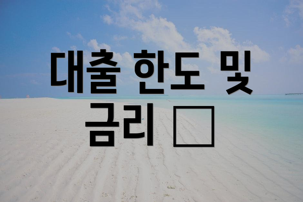 대출 한도 및 금리 📊