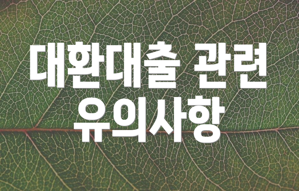 대환대출 관련 유의사항