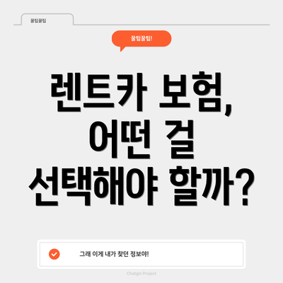 렌트카 보험, 어떤 걸 선택해야 할까?