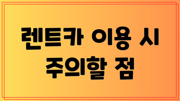 렌트카 이용 시 주의할 점