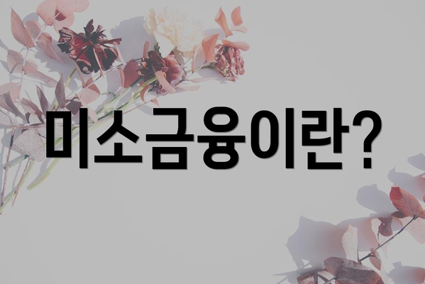 미소금융이란?