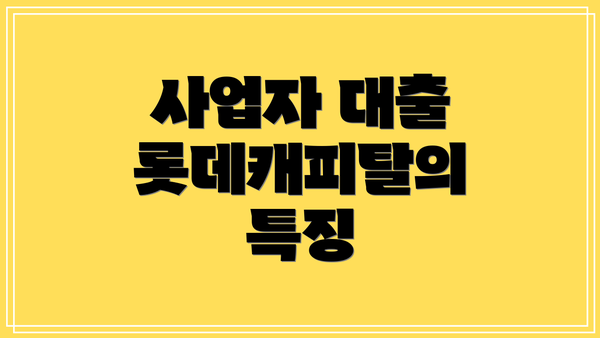 사업자 대출 롯데캐피탈의 특징
