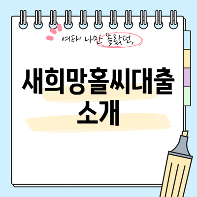 새희망홀씨대출 소개