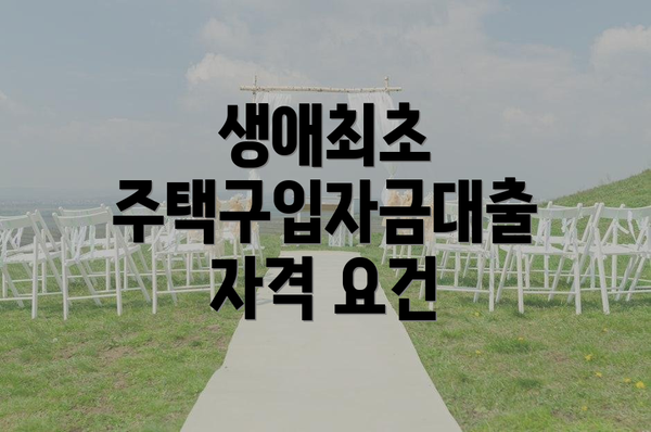 생애최초 주택구입자금대출 자격 요건