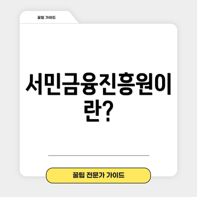 서민금융진흥원이란?
