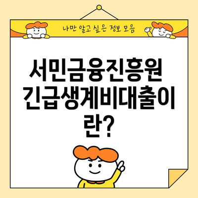 서민금융진흥원 긴급생계비대출이란?