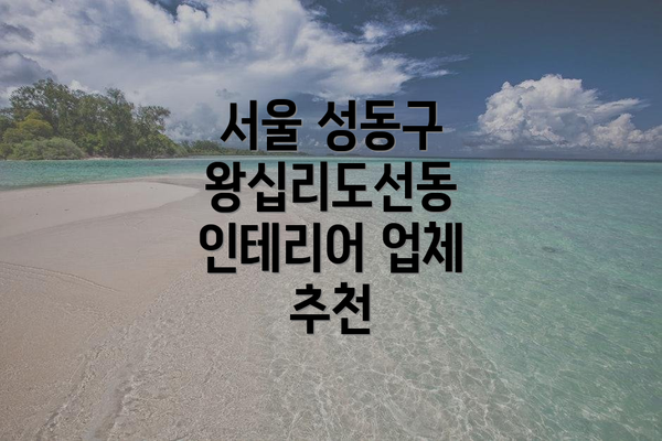 서울 성동구 왕십리도선동 인테리어 업체 추천