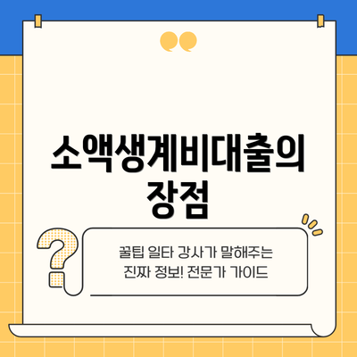 소액생계비대출의 장점