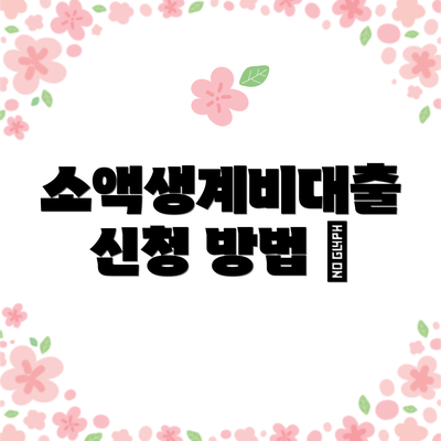 소액생계비대출 신청 방법 📝