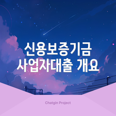 신용보증기금 사업자대출 개요