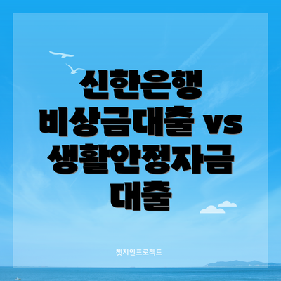 신한은행 비상금대출 vs 생활안정자금 대출