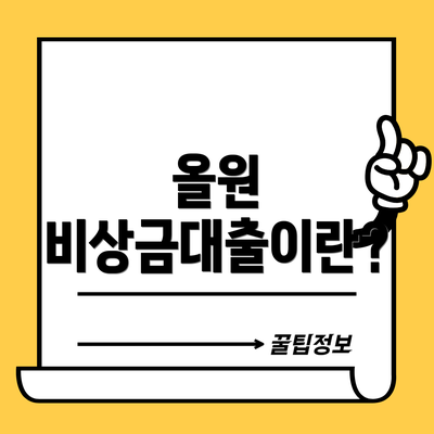 올원 비상금대출이란?