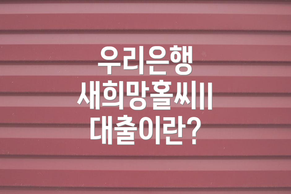 우리은행 새희망홀씨II 대출이란?