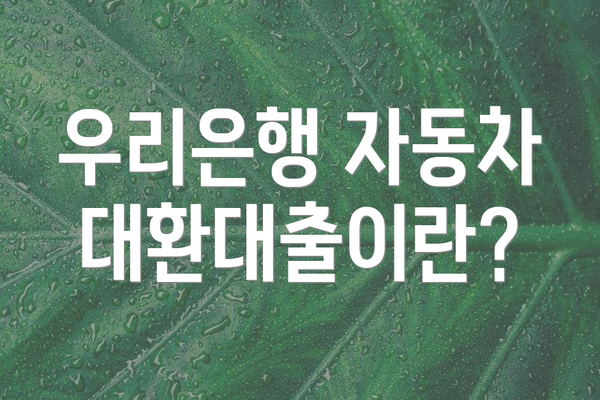 우리은행 자동차 대환대출이란?