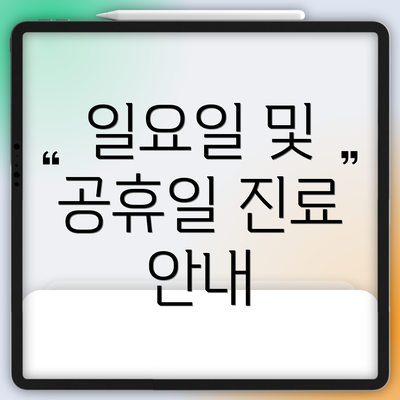 일요일 및 공휴일 진료 안내