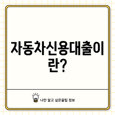 자동차신용대출이란?