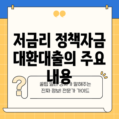 저금리 정책자금 대환대출의 주요 내용