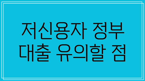 저신용자 정부 대출 유의할 점