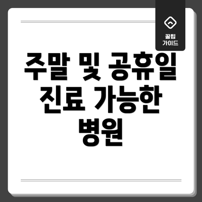 주말 및 공휴일 진료 가능한 병원