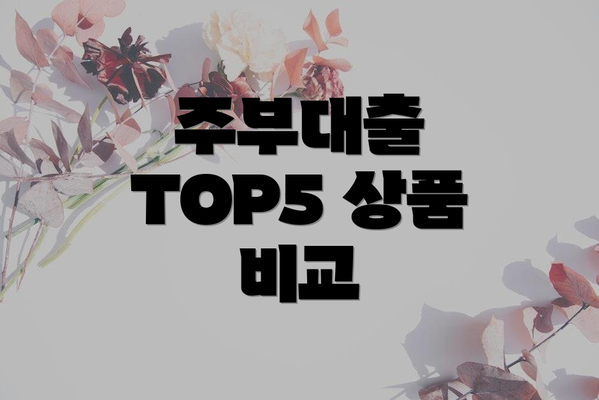 주부대출 TOP5 상품 비교