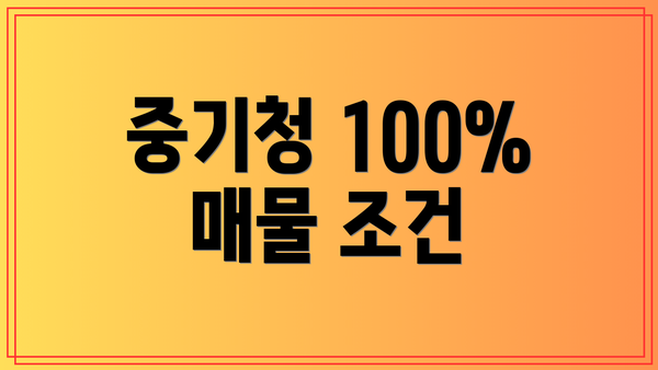 중기청 100% 매물 조건