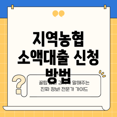 지역농협 소액대출 신청 방법