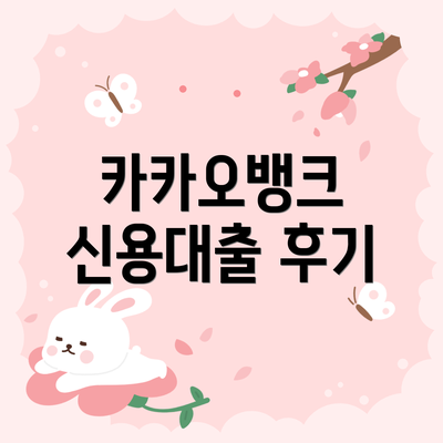 카카오뱅크 신용대출 후기