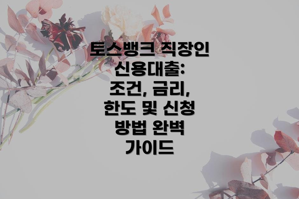 토스뱅크 직장인 신용대출: 조건, 금리, 한도 및 신청 방법 완벽 가이드
