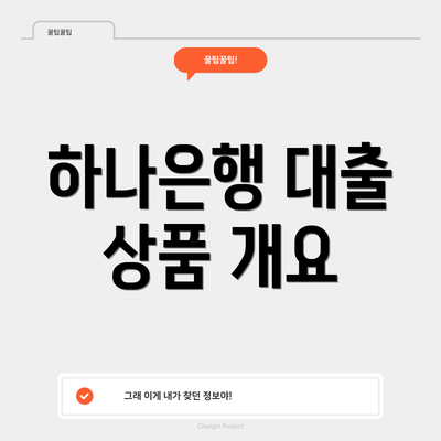 하나은행 대출 상품 개요