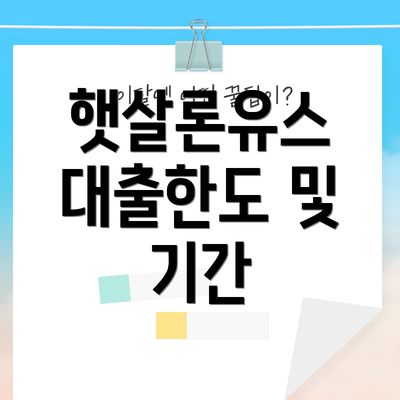 햇살론유스 대출한도 및 기간