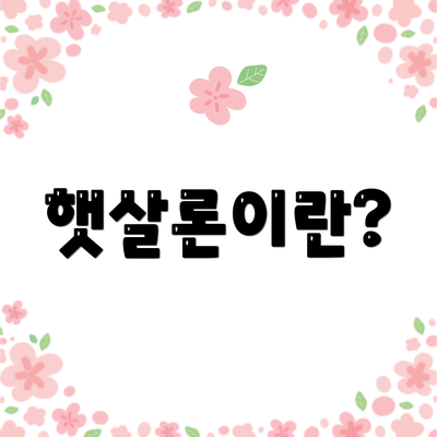 햇살론이란?