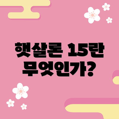햇살론 15란 무엇인가?