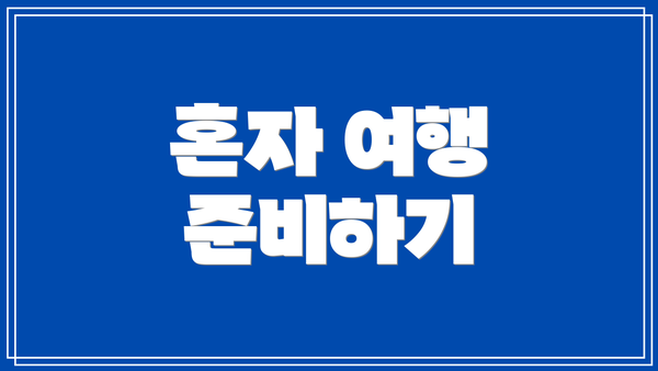 혼자 여행 준비하기