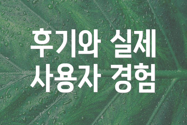 후기와 실제 사용자 경험