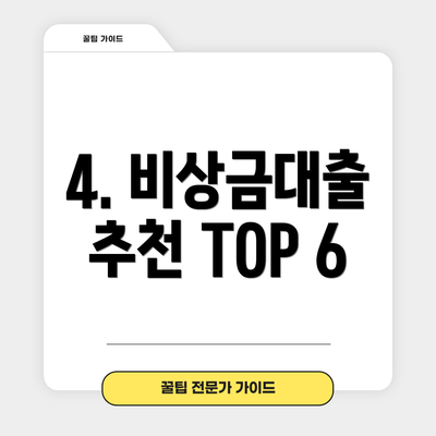 4. 비상금대출 추천 TOP 6