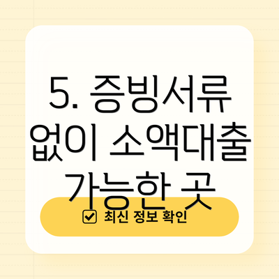 5. 증빙서류 없이 소액대출 가능한 곳