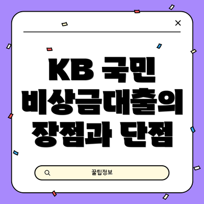 KB 국민 비상금대출의 장점과 단점