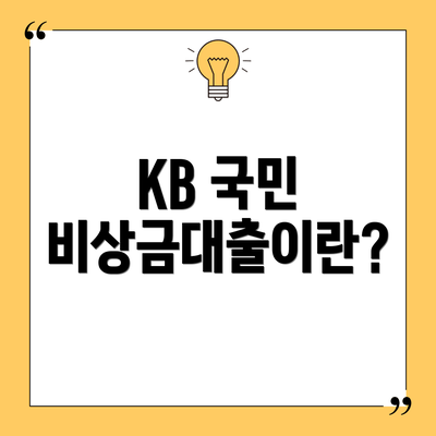 KB 국민 비상금대출이란?