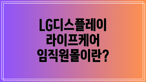 LG디스플레이 라이프케어 임직원몰이란?